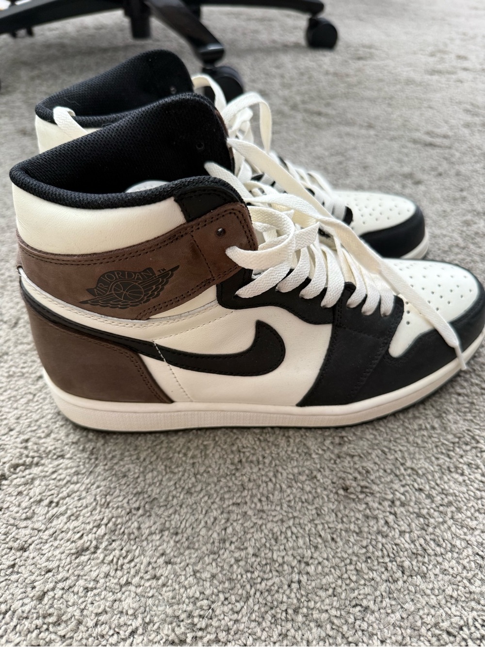Jordan 1 High White Black Brown Leather Sneakers